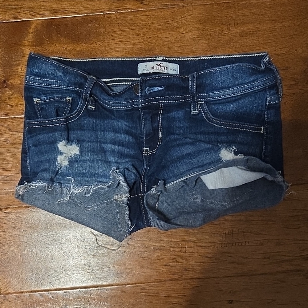 Hollister Blue Jean Shorts Distressed Cut-Off Style